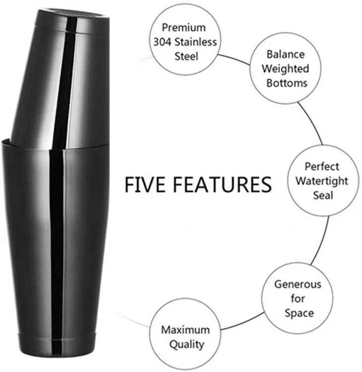 काला स्टेनलेस स्टील बोस्टन शेकर