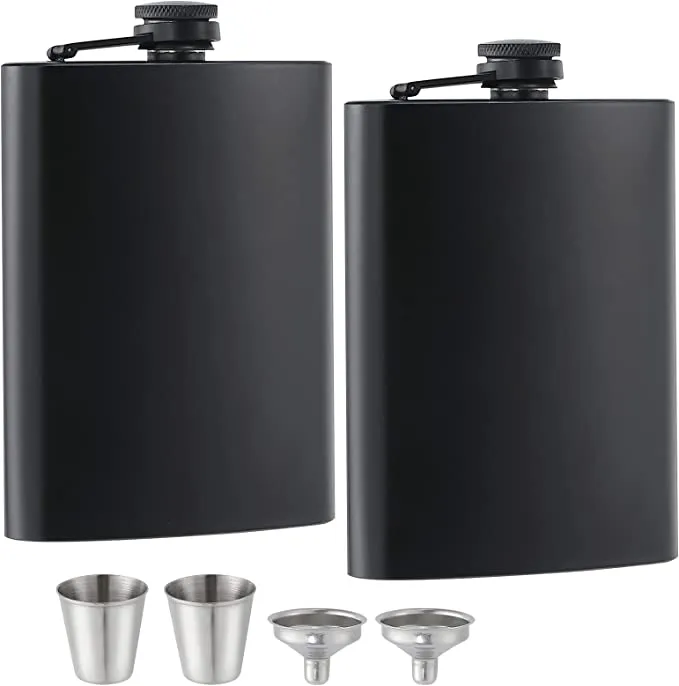 काला स्टेनलेस स्टील हिप फ्लास्क