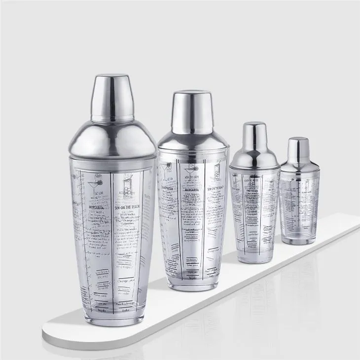 कांच और धातु कॉकटेल शेकर