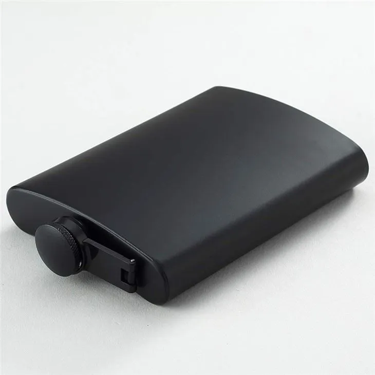 स्टेनलेस स्टील 6oz काला हिप फ्लास्क